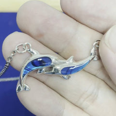 Twin Dolphins Sterling Silver Necklace