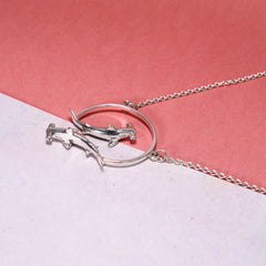 Double Hammerhead Shark Sterling Silver Necklace TNC434 - DiveSilver Jewelry