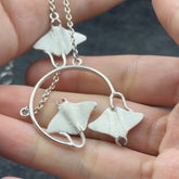 Quadruple Manta Ray Sterling Silver Necklace