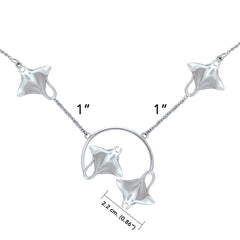 Quadruple Manta Ray Sterling Silver Necklace TNC561 - DiveSilver Jewelry