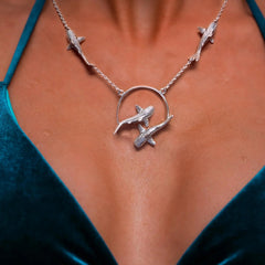 Quadruple Whale Shark  Sterling Silver Necklace