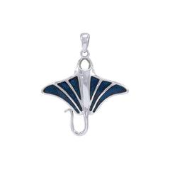 Manta Ray Silver Pendant with Inlay TP1077 - DiveSilver Jewelry