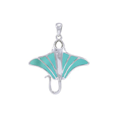 Manta Ray Silver Pendant with Inlay TP1077 - DiveSilver Jewelry