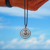 Fleur de Lis Compass Rose Sterling Silver Pendant TP1118