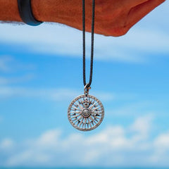 Fleur de Lis Compass Rose Sterling Silver Pendant TP1118