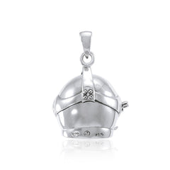 3 Dimensional Diving Helmet Sterling Silver Pendant - DiveSilver Jewelry