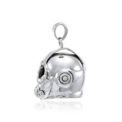 3 Dimensional Diving Helmet Sterling Silver Pendant - DiveSilver Jewelry