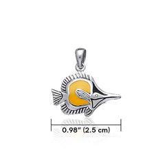 Long nose Butterflyfish Sterling Silver Pendant
