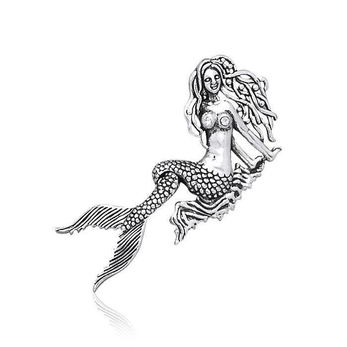 Seaside Mermaid Movable Silver Pendant With Gemstone TP2696 - DiveSilver Jewelry