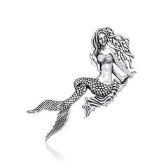 Seaside Mermaid Movable Silver Pendant With Gemstone TP2696 - DiveSilver Jewelry
