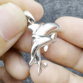 Mother And Baby Dolphin Sterling Silver Pendant