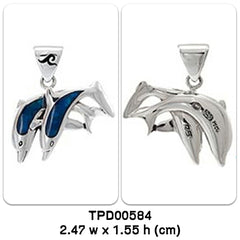 Twin Dolphins Sterling Silver Pendant