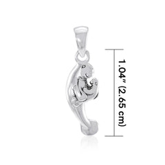 Mother & Baby Manatee Sterling Silver Pendant TPD035 - DiveSilver Jewelry