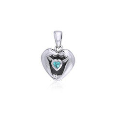 I Love Manatees With Heart Shape Gemstone Sterling Silver Pendant TPD060 - DiveSilver Jewelry