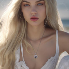 I Love Manatees With Heart Shape Gemstone Sterling Silver Pendant TPD060 - DiveSilver Jewelry