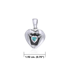 I Love Manatees With Heart Shape Gemstone Sterling Silver Pendant TPD060 - DiveSilver Jewelry