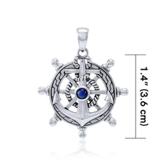 Anchor and Ship Wheel with Gemstone Sterling Silver Pendant