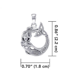 Mermaid with Trinity Knot Sterling Silver Pendant