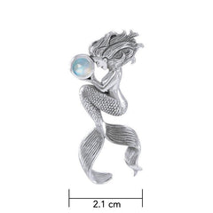 Large Mermaids Oracle Sterling Silver With Gemstone Pendant TPD4897