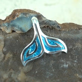 Whale Tail with Enamel Sterling Silver Pendant