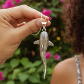 Gentle giants in benign grace ~ Small Whale Shark Silver Pendant