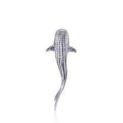 Gentle giants in benign grace ~ Large Whale Shark Silver with Hidden Bail Pendant