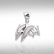 Twin Dolphins Sterling Silver Pendant