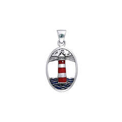 Lighthouse and Gem Silver Pendant TPD603 - Jewelry