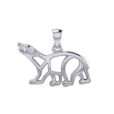 Hollow Polar Bear Silver Pendant TPD6034 - DiveSilver Jewelry
