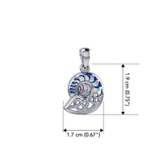 Celtic Nautilus And Double Heart Sterling Silver Pendant