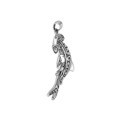 Hammerhead Shark with Aboriginal Designs Engrave into Body Silver Pendant TPD6104 - DiveSilver Jewelry