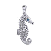 Seahorse with Aboriginal Designs Engrave into Body Silver Pendant TPD6112 - DiveSilver Jewelry