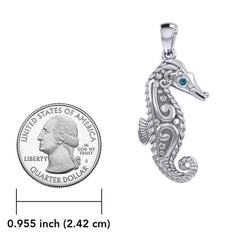 Seahorse with Aboriginal Designs Engrave into Body Silver Pendant TPD6112 - DiveSilver Jewelry