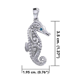 Seahorse with Aboriginal Designs Engrave into Body Silver Pendant TPD6112 - DiveSilver Jewelry