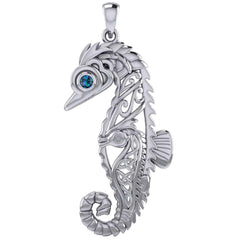 Large Seahorse Silver Pendant with Small Celtic Seahorse inside TPD6121 - DiveSilver Jewelry