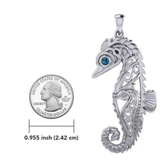 Large Seahorse Silver Pendant with Small Celtic Seahorse inside TPD6121 - DiveSilver Jewelry