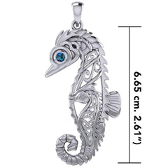 Large Seahorse Silver Pendant with Small Celtic Seahorse inside TPD6121 - DiveSilver Jewelry