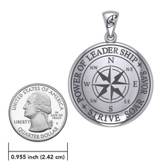 The Compass Rose Silver Pendant with the Power of Leadership Engraving TPD6162 - DiveSilver Jewelry
