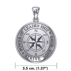 The Compass Rose Silver Pendant with the Power of Leadership Engraving TPD6162 - DiveSilver Jewelry