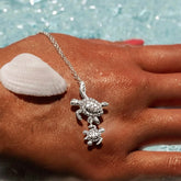Sea Turtle with Baby Sterling Silver Pendant TPD6300