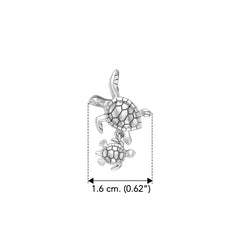 Sea Turtle with Baby Sterling Silver Pendant TPD6300