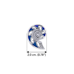 DiveSilver Nautilus and Wave Sterling Silver Pendant with Enamel TPD6336