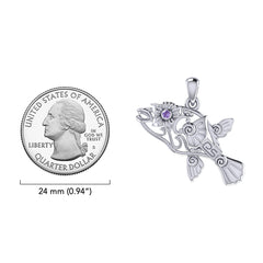 Puffer Fish Filigree Sterling Silver Pendant with Gemstone TPD6435