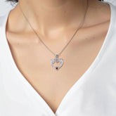 Double Dolphin With Heart Gemstone Sterling SIlver Pendant TPD6441