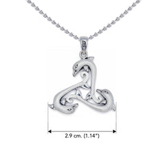 Triple Dolphin Triskele Sterling SIlver Pendant TPD6442