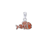 The Clownfish Silver with Orange Enamel Pendant TPD7022 - DiveSilver Jewelry