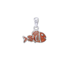 The Clownfish Silver with Orange Enamel Pendant TPD7022 - DiveSilver Jewelry
