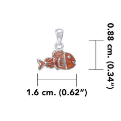 The Clownfish Silver with Orange Enamel Pendant TPD7022 - DiveSilver Jewelry