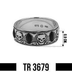 The Elizabeth Skull Band T Pirate Sterling Silver Ring TR3679 - DiveSilver Jewelry