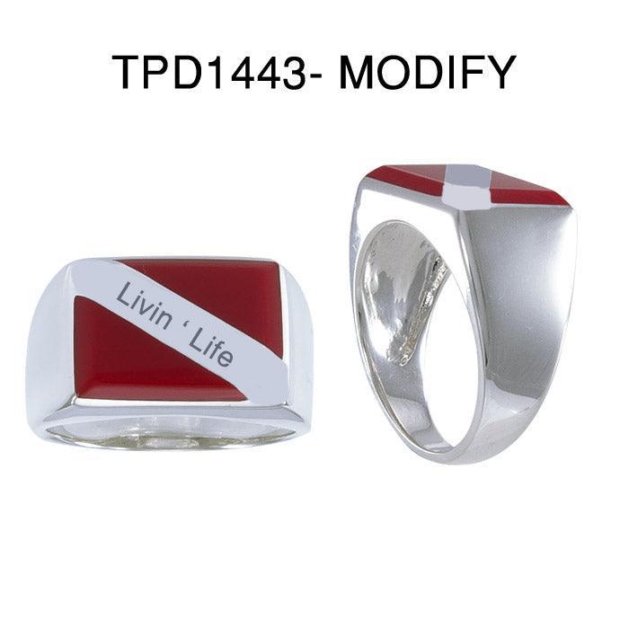 Dive Flag Custom engraving Ring TRI1443-Livin - DiveSilver Jewelry